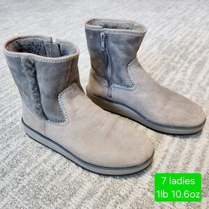 OluKai womens Pa'ina Hulu Fog Gray shearling boots size 7